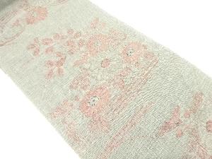 アンティーク　紗流水に菊模様織り出し名古屋帯（着用可）
